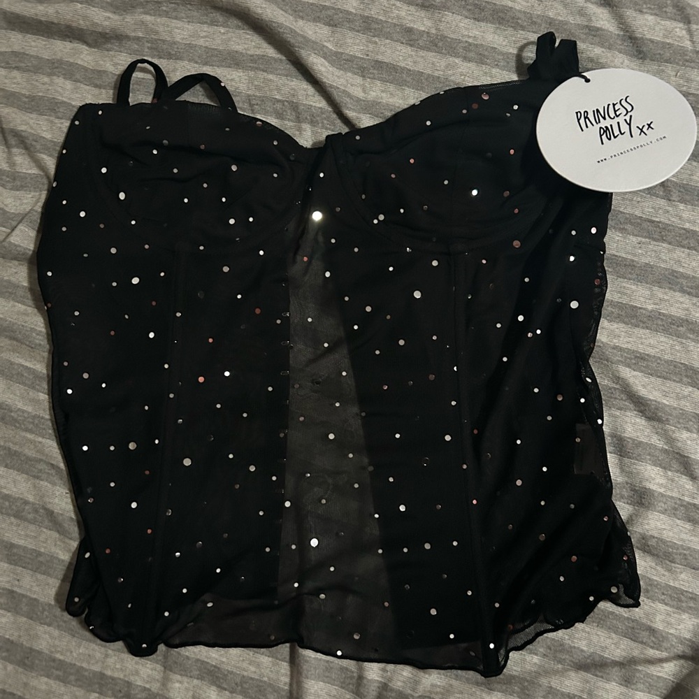 Princess Polly Black Sheer Top